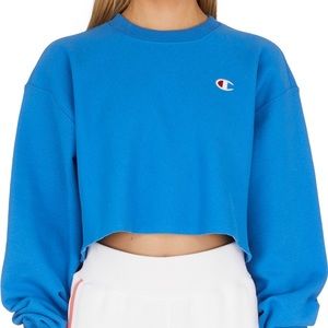 Champion Reverse Weave Cropped Cut Off Pullover - Blue Jay